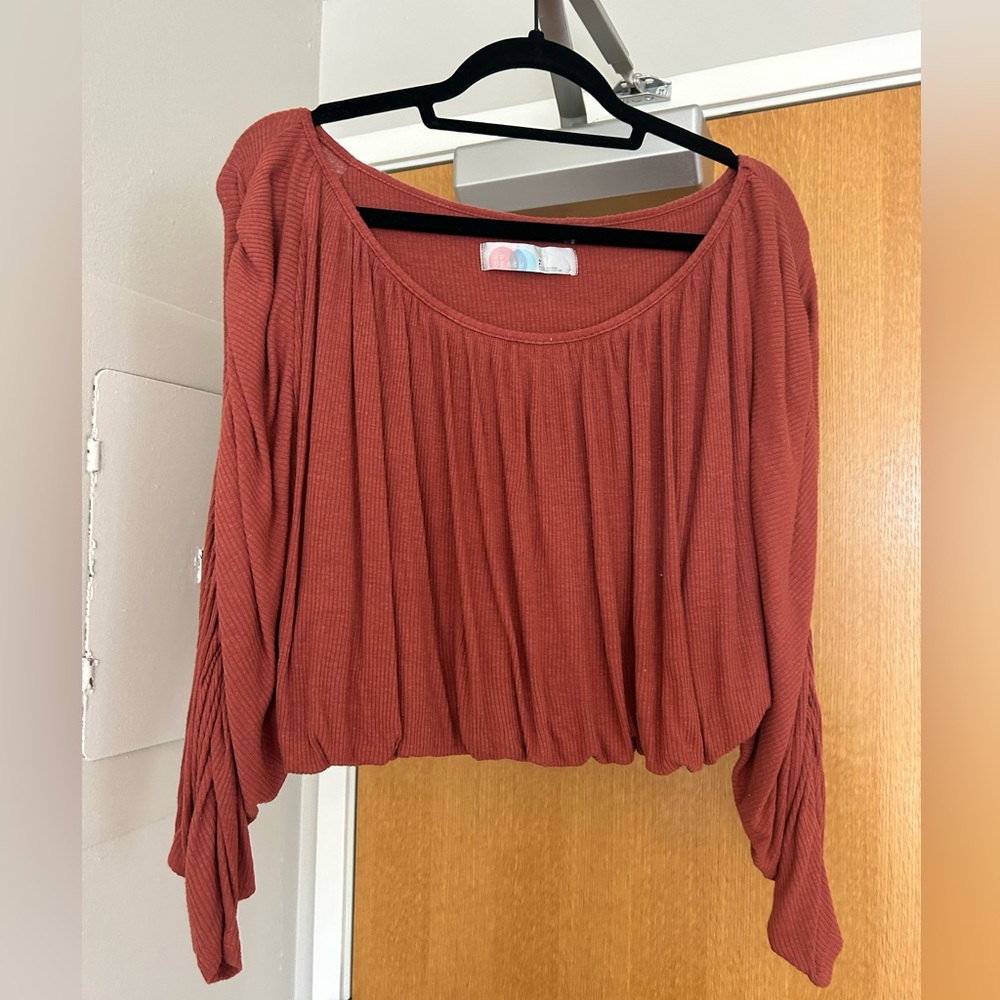 Free People Ruched Crop Long Sleeve